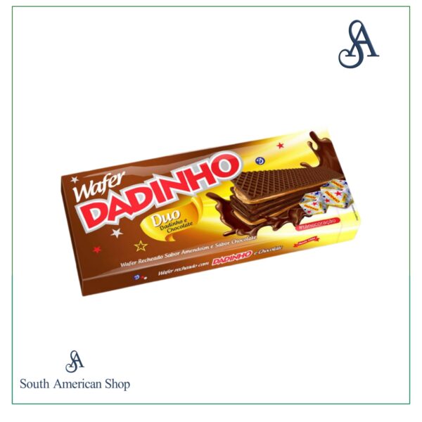 Biscoito Wafer Duo Recheado de Chocolate e Creme de Amendoin 130gr Dadinho